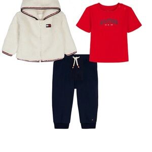 Tommy Hilfiger Boys Zip-Up Hoodie, T-Shirt & Pants 3-Piece Set 18M NWT